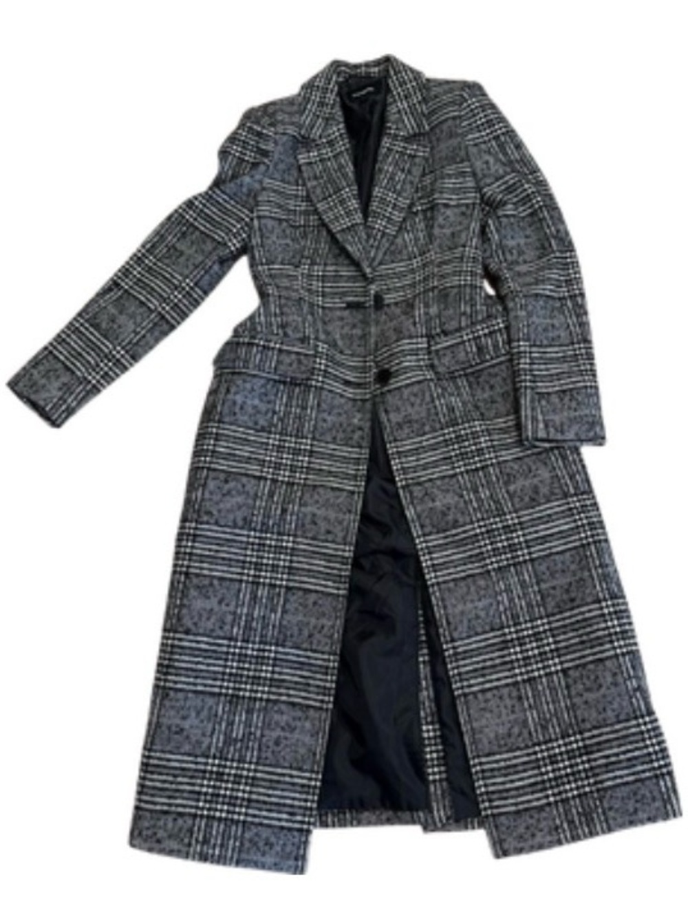 EXPRESS BLACK WHITE PLAID WOOL BLEND COAT